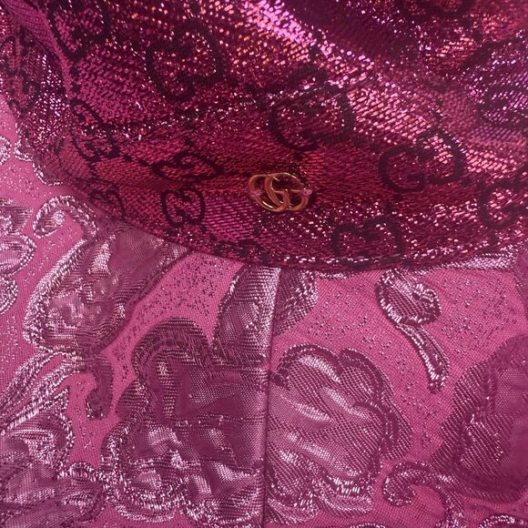 Gucci Women’s GG Monogram Metallic Sun Hat Size Large 58 CM $695 - Picture 3 of 12